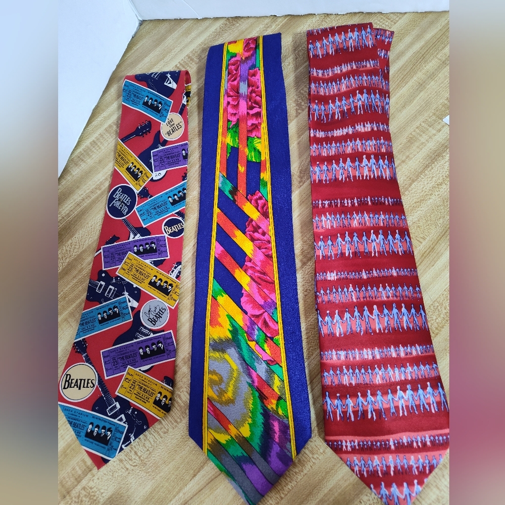 Beatles Bachrach & Santana Ties Silk Unworn Condition 3 Ties Bundle Fun Musical